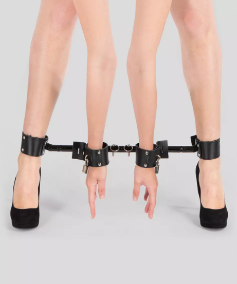 Bondage Boutique Extreme Expandable Spreader Bar with Leather Cuffs