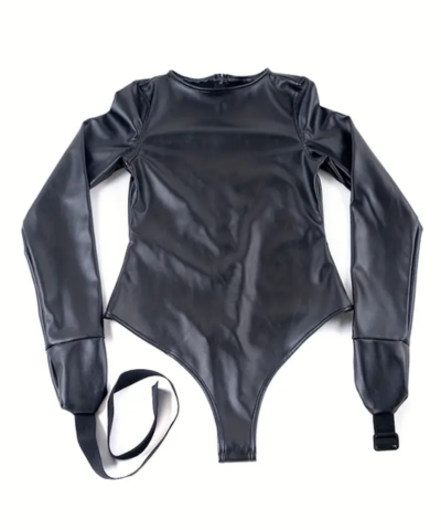 Sexy women's long-sleeved shirt - Leather underwear